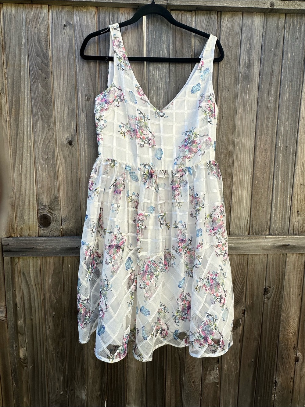 Maeve Ivory Floral V-Neck Dress with Pastel Accents